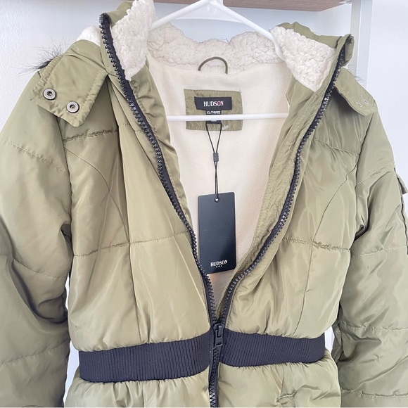 Hudson Kids Unisex Fur Hood Winter Moss Long Puffer Jacket/Sz: XL - Picture 13 of 14